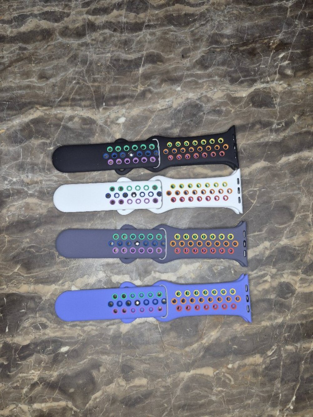 4 Piece  Multicolor Perforated Silicone Strap Band for Apple Watch Smart Watch